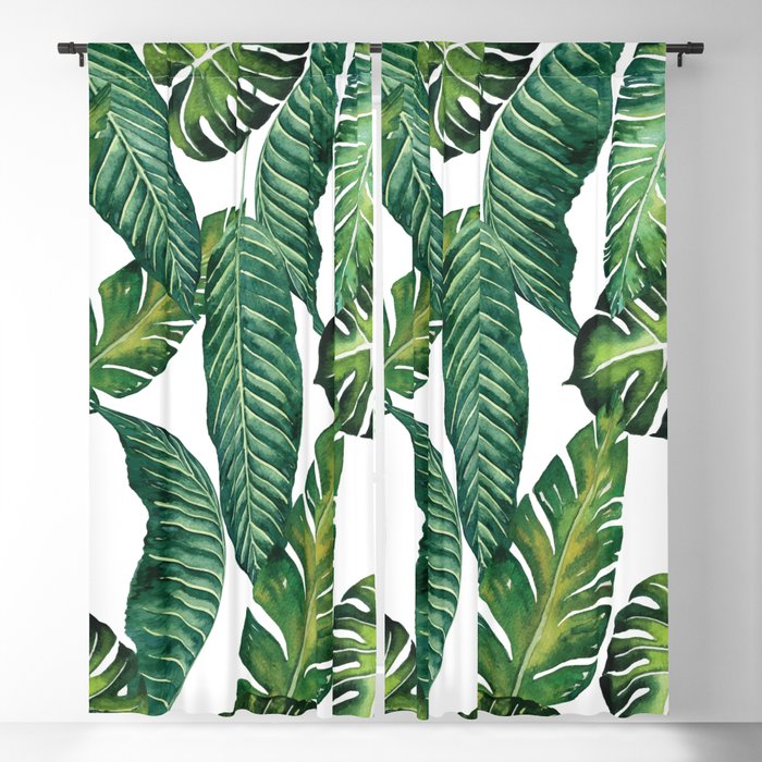 Jungle Leaves, Banana, Monstera II #society6 Blackout Curtain by ...