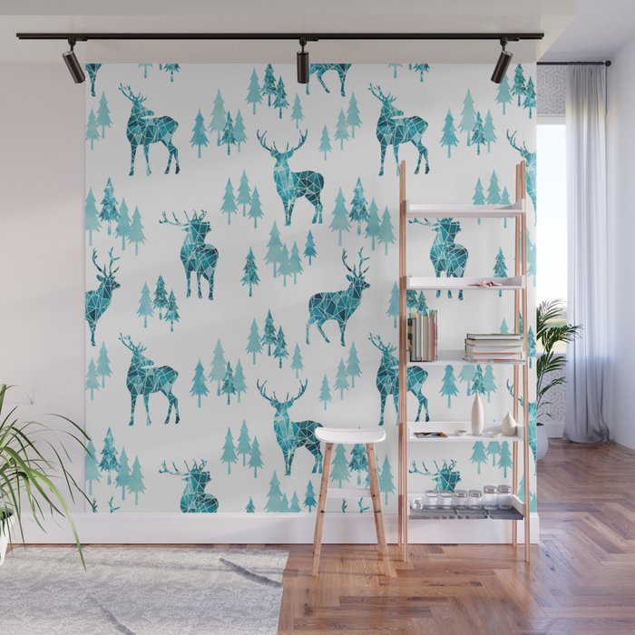 Ice Forest Deer Wall Mural