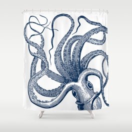 Octopus Navy Shower Curtain