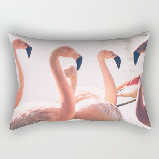 Pink Flamingo Flock Rectangular Pillow