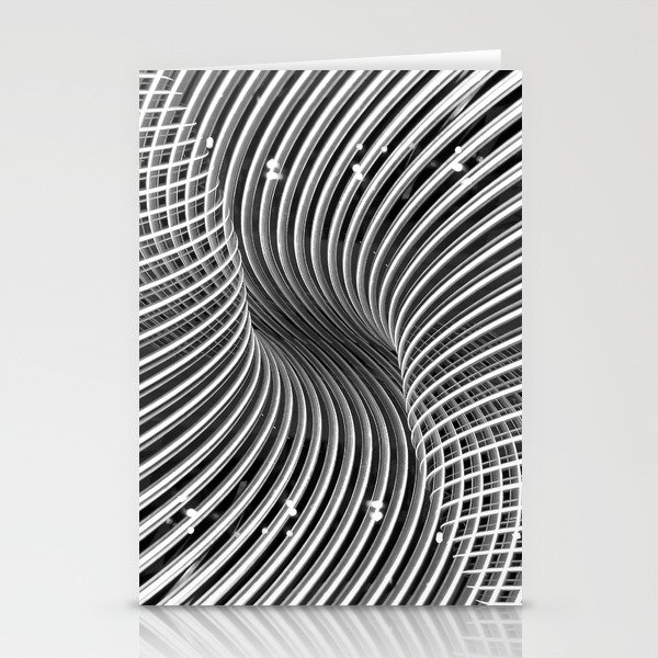 Abstract steel metal chrome curved lines black and white  Stationery Cards