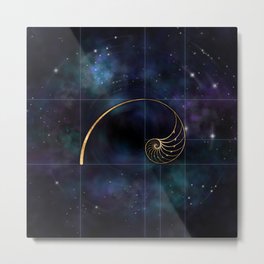Nautilus Shell - Sacred Geometry Metal Print