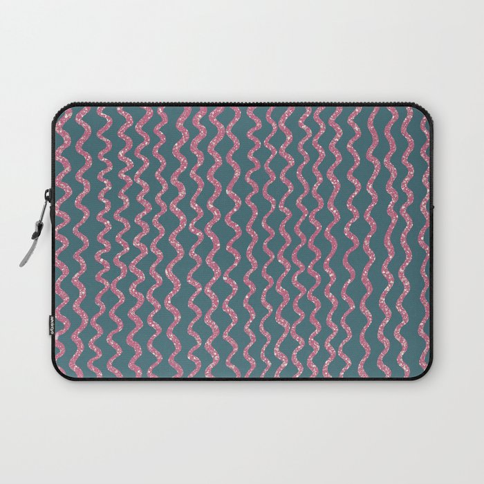 Squiggles In The Sun - Dark Navy Blue and Pink Laptop Sleeve