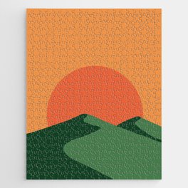 Retro Vintage Sun and Mountains Jigsaw Puzzle