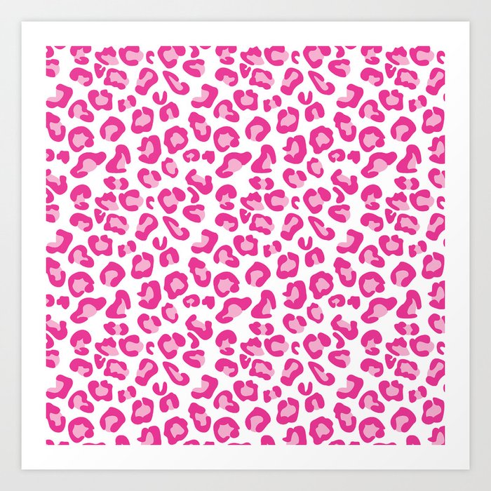 Leopard-Pinks on White Art Print