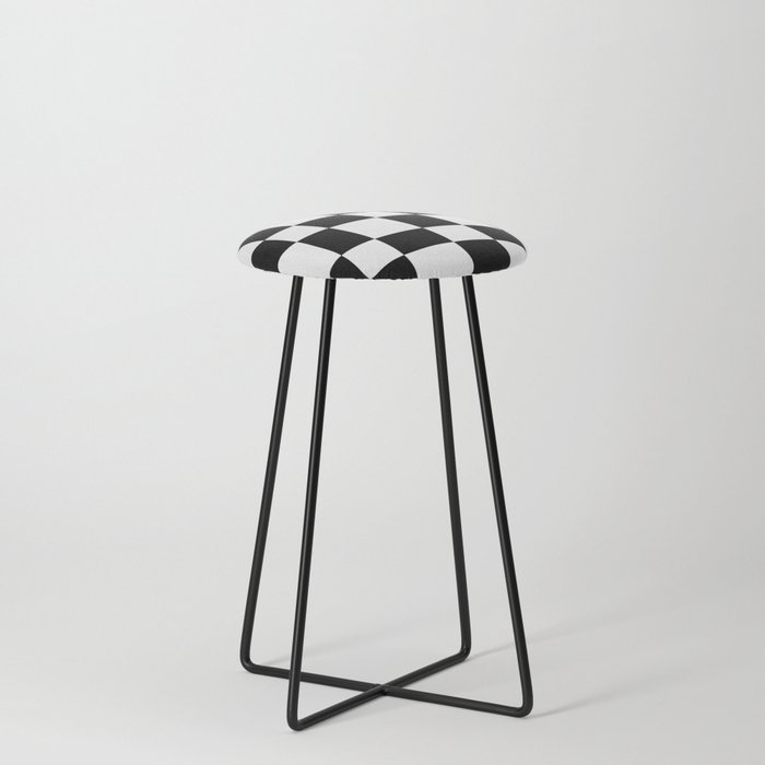 Abstract Checker Pattern 223 Black and White Counter Stool