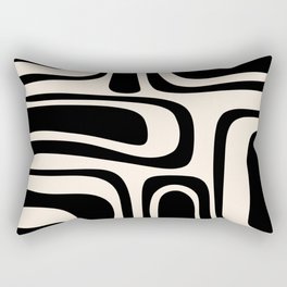 Palm Springs - Midcentury Modern Abstract Pattern in Black and Almond Cream  Rectangular Pillow