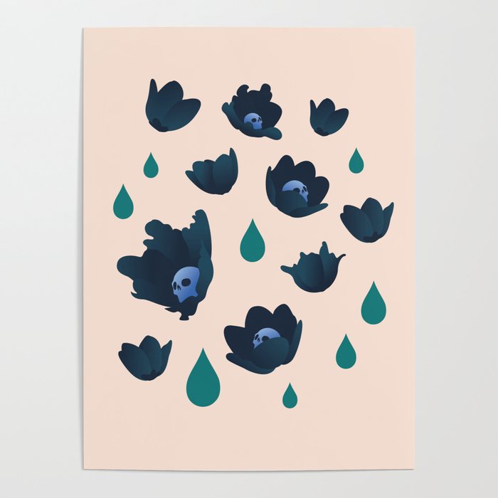 Winter Poppies Blush Poster