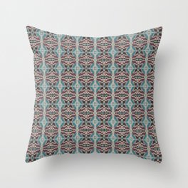 Burgundy and blue flowy pattern Throw Pillow