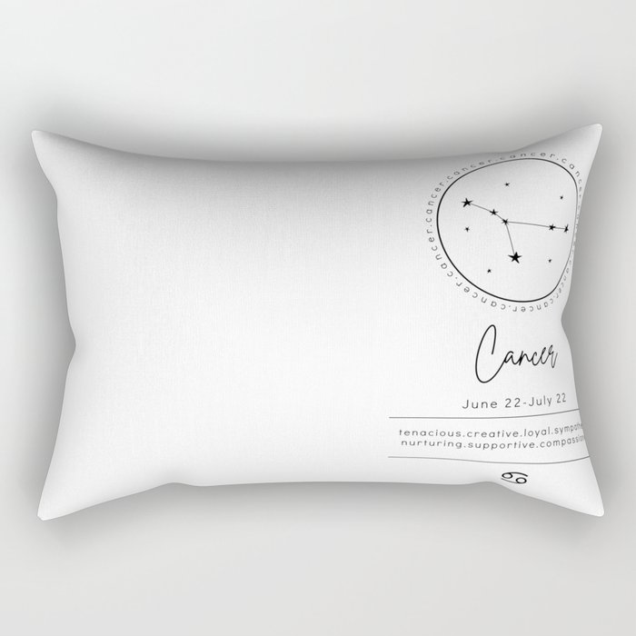 Cancer Zodiac | Black & White Rectangular Pillow