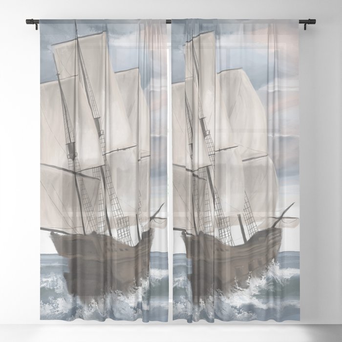Sailing Ship Sheer Curtain