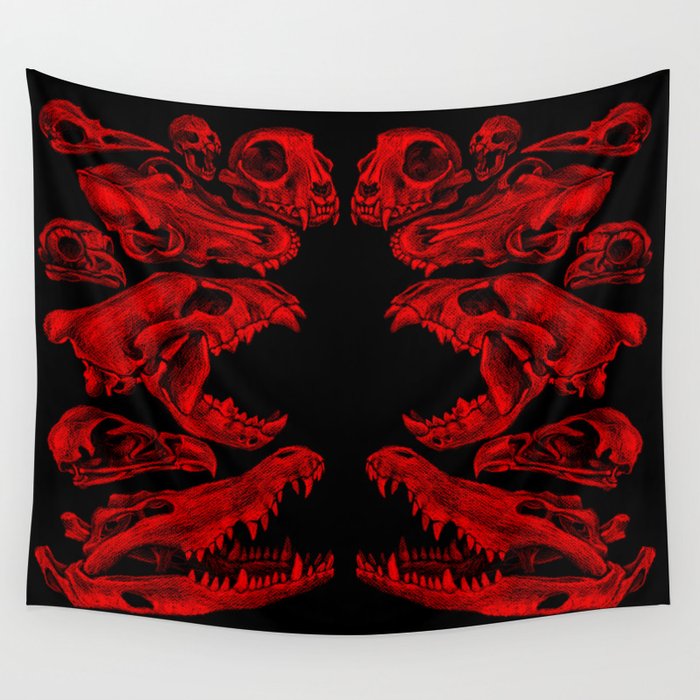 Carnivores in Red Wall Tapestry