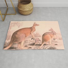 Vintage Kangaroo Family Illustration (1849) Rug