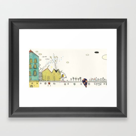 Walking Downtown Framed Art Print