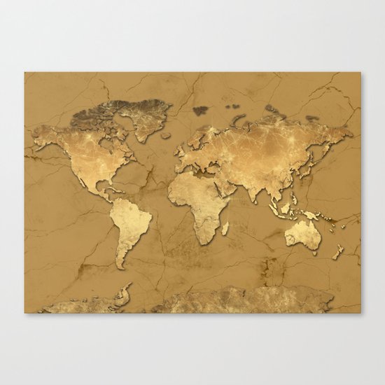 world map marble gold 3 Canvas Print