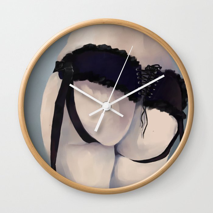 Butt 3 - Cute butt bum in a lace-up corset outfit Wall Clock