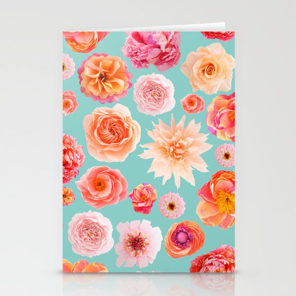 Crepe paper flower seamless pattern pastel colors Stationery Cards