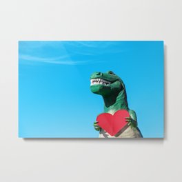 Tyrannosaurus Rex with Red Paper Heart Metal Print | Kids Room, California, Tomwindeknecht, Boy, Cabazon Dinosaurs, Tom Windeknecht, Big Heart, Tyrannosaurus, Heart, T Rex 