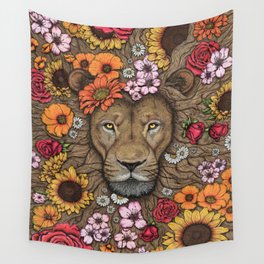 Floral Lion - Colour Wall Tapestry