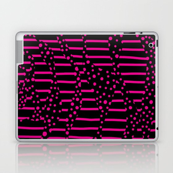 Spots and Stripes 2 - Magenta and Black Laptop & iPad Skin