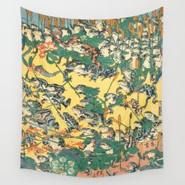 Fashionable Battle Of Frogs By Kawanabe Kyosai 1864 Wall Tapestry