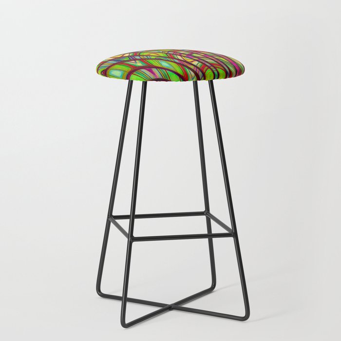 Colorful Neon Bright Abstract Line Art Bar Stool