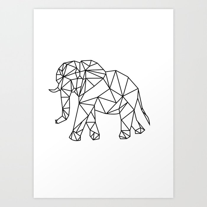 Elephant Geometry Pattern Art Art Print by The Art Bundle | Society6