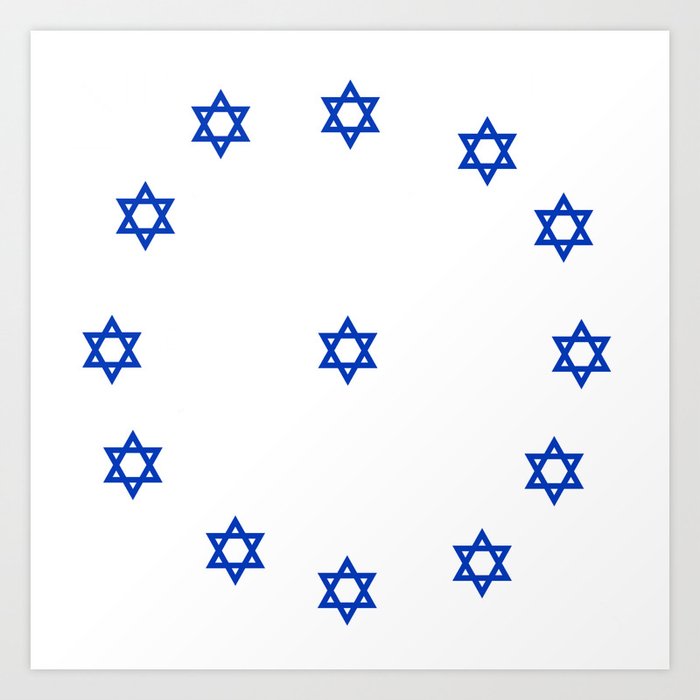 Star of David. A Clock.-Magen David,israel,judaism,bible, מָגֵן דָּוִד, jerusalem Art Print