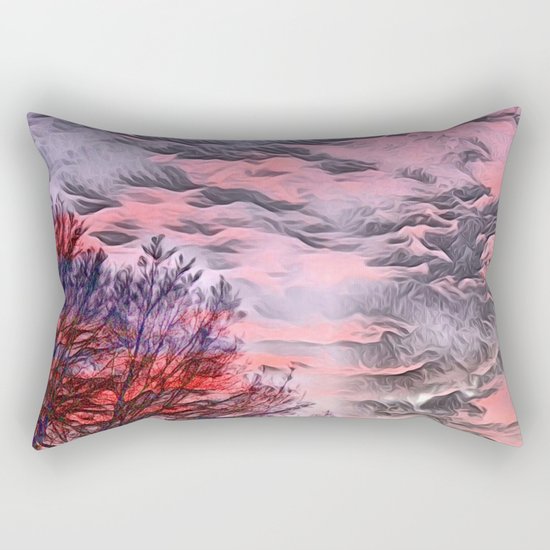 A German Sunset Sky with Tree (Landscape Nature) Rectangular Pillow