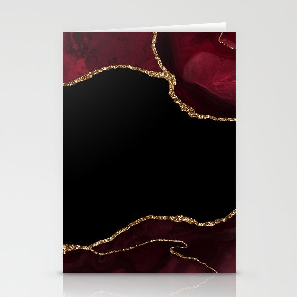 Burgundy & Gold Agate Texture 04 Stationery Cards