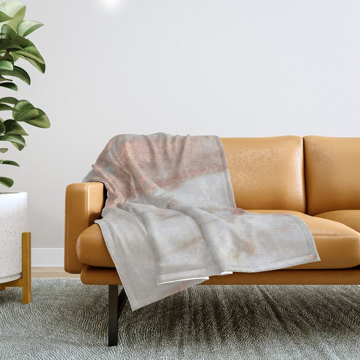 Marble Rose Gold Shimmery Marble Throw Blanket