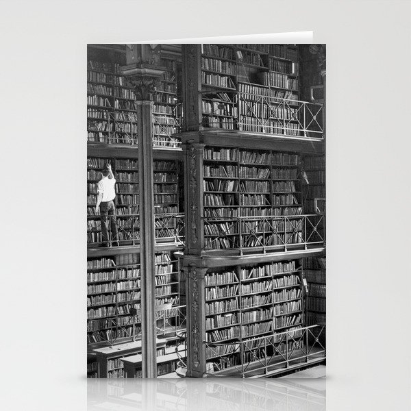A book lovers dream - Cast-iron Book Alcoves Cincinnati Library black and white photography Stationery Cards