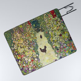 Gustav Klimt "Garden Path with Chickens" Picnic Blanket