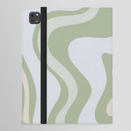 Liquid Swirl Contemporary Abstract Pattern in Light Sage Green iPad Folio Case