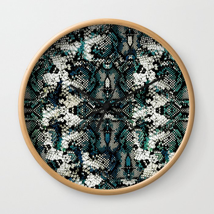 Teal Animal Print Pattern Wall Clock