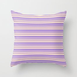 [ Thumbnail: Bisque & Purple Colored Lines/Stripes Pattern Throw Pillow ]