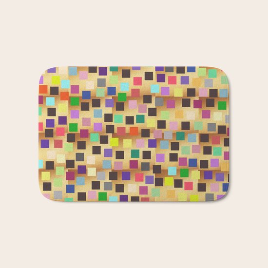 Squares On Gold Bath Mat