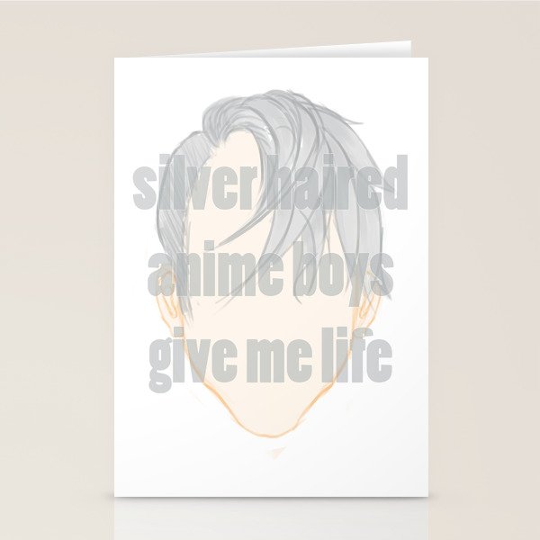 Silver Hair Anime Boys Stationery Cards By Lizthatsme Society6