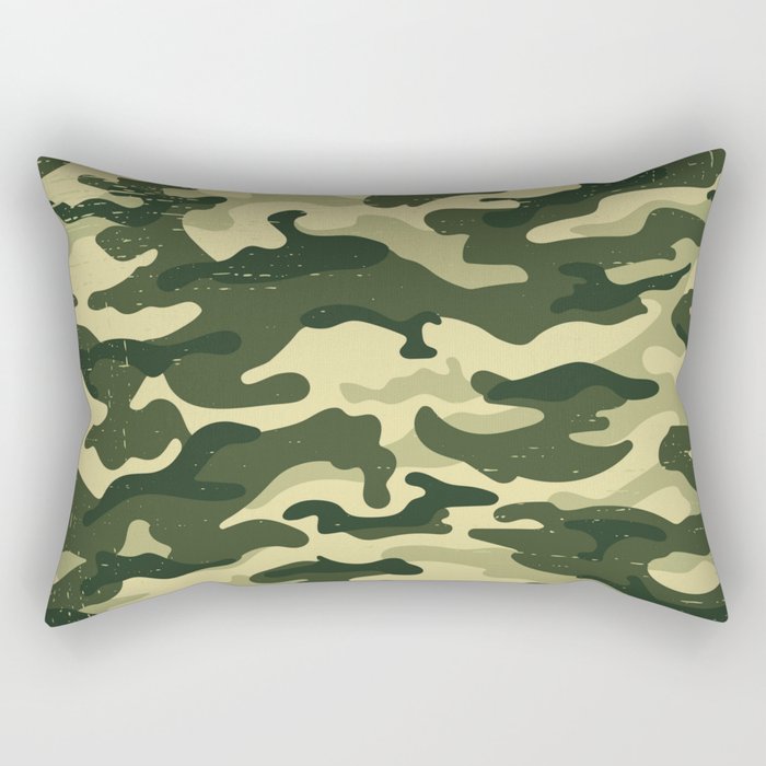 Green Wavy Grunge Pattern Rectangular Pillow