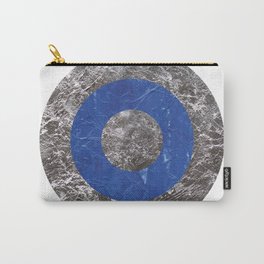 Metallic Silver And Blue Ink Texture Minimal Abstract Circle Print. Carry-All Pouch | Metal, Modern, Inks, Design, Aesthetic, Geometric, Dots, Circle, Silver Leaf, Circles 