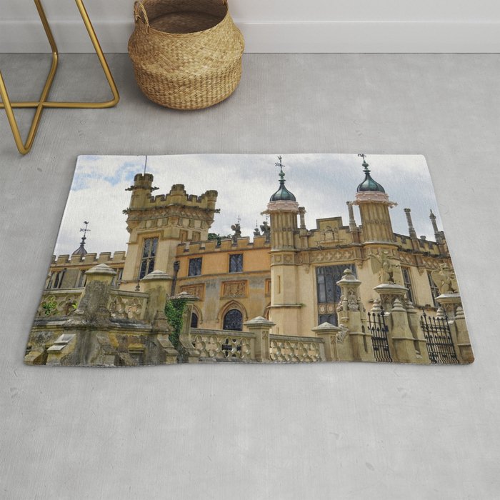 Great Britain Photography - Knebworth House Under The Cloudy Sky Rug