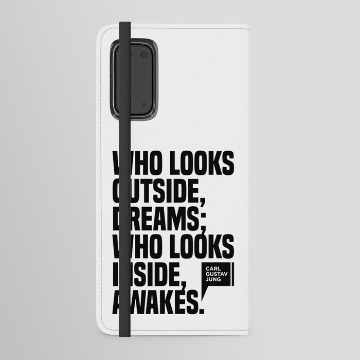 Who looks outside dreams - Carl Gustav Jung Quote - Literature - Typography Print 1 Android Wallet Case