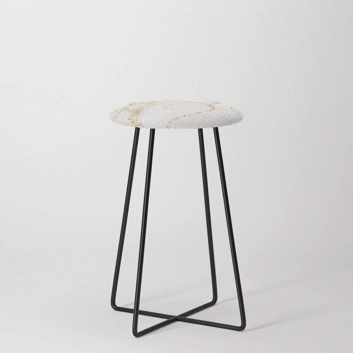 Gold Glitter - White Background Counter Stool