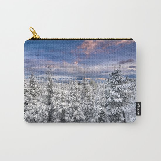 "Mountain light". Snowy forest at sunset Carry-All Pouch