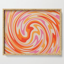70s Retro Swirl Color Abstract Serving Tray