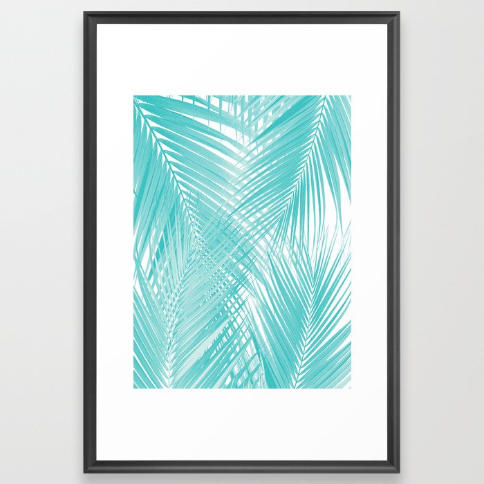Soft Turquoise Palm Leaves Dream - Cali Summer Vibes #3 #tropical #decor #art Framed Art Print