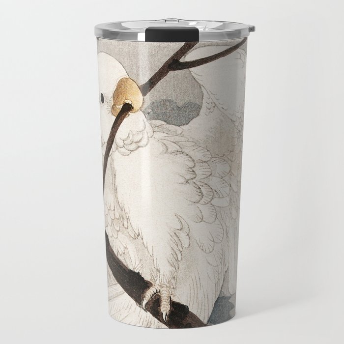 Cockatoo on a tree - Japanese vintage woodblock print Travel Mug