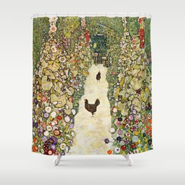 Gustav Klimt Garden Path With Chickens Shower Curtain