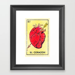 El Corazon Mexican Loteria Bingo Card Framed Art Print