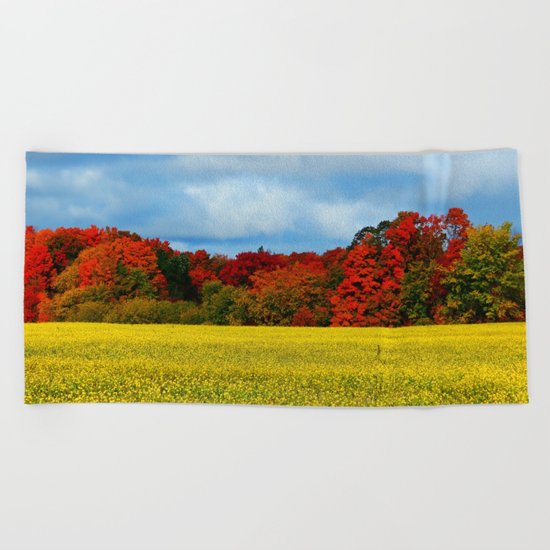 Blue Red Yellow Green and White Beach Towel